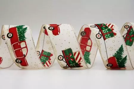 Red Truck w/ Christmas Gifts Ribbon - Red Truck w/ Christmas Gifts Ribbon